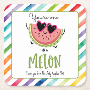 Dessous-de-verre Carré En Papier Vous êtes un dans un melon étiquettes cadeaux fa