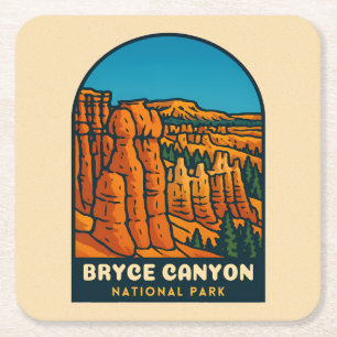 Dessous-de-verre Carré En Papier Voyage à l'ancienne Parc national de Bryce Canyon