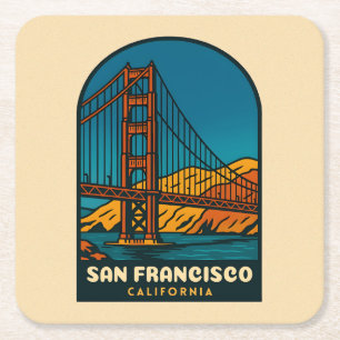 Dessous-de-verre Carré En Papier Voyage Vintage San Francisco Pont du Golden Gate