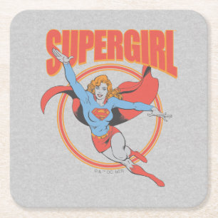 Dessous-de-verre Carré En Papier Vrai Vintage Supergirl Flying Graphic