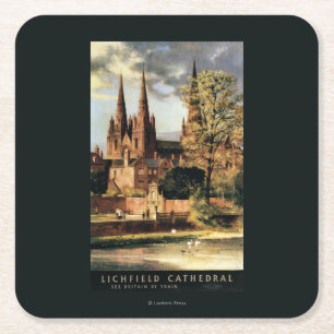 Dessous-de-verre Carré En Papier Vue de cathédrale de Lichfield