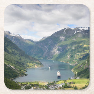 Dessous-de-verre Carré En Papier Vue de Geirangerfjord dans des dessous de verre de
