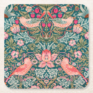 Dessous-de-verre Carré En Papier W Morris Pink Strawberry Thief