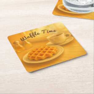 Dessous-de-verre Carré En Papier Waffle Time - Moments de petit-déjeuner belge cosy