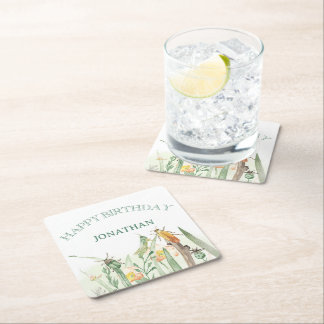 Dessous-de-verre Carré En Papier Watercolor Child's Bug Insect Birthday