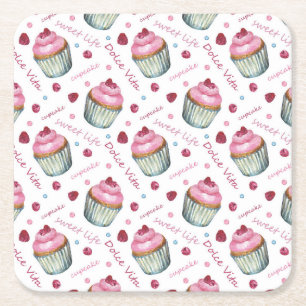 Dessous-de-verre Carré En Papier Watercolor cupcakes