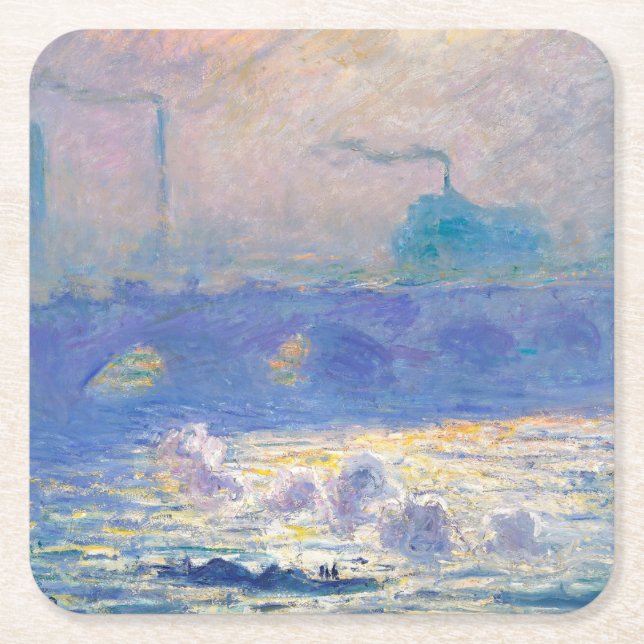 Dessous-de-verre Carré En Papier Waterloo Bridge (Londres), Monet (Devant)