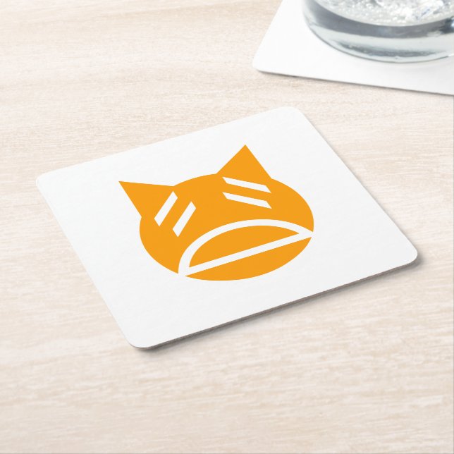 Dessous-de-verre Carré En Papier Weary Emoji Cat (Incliné)
