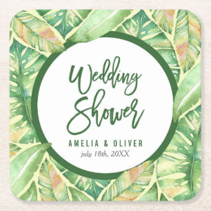 Dessous-de-verre Carré En Papier Wedding shower tropical Feuille vert