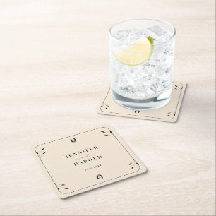 Dessous-de-verre Carré En Papier Western Boho Horseshoe Monogram Rustic Mariage