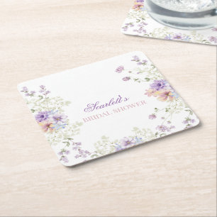 Dessous-de-verre Carré En Papier Whimsical Soft Fleur sauvage Cottage Jardin Mariag