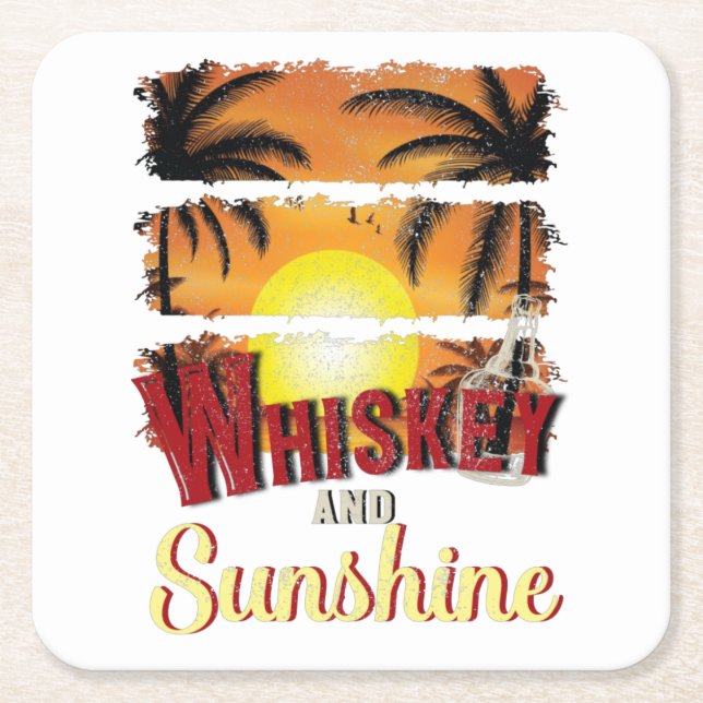 Dessous-de-verre Carré En Papier Whiskey et Sunshine (Devant)