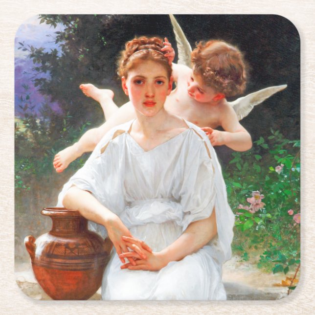 Dessous-de-verre Carré En Papier Whisperies d'Amour, Bouguereau (Devant)