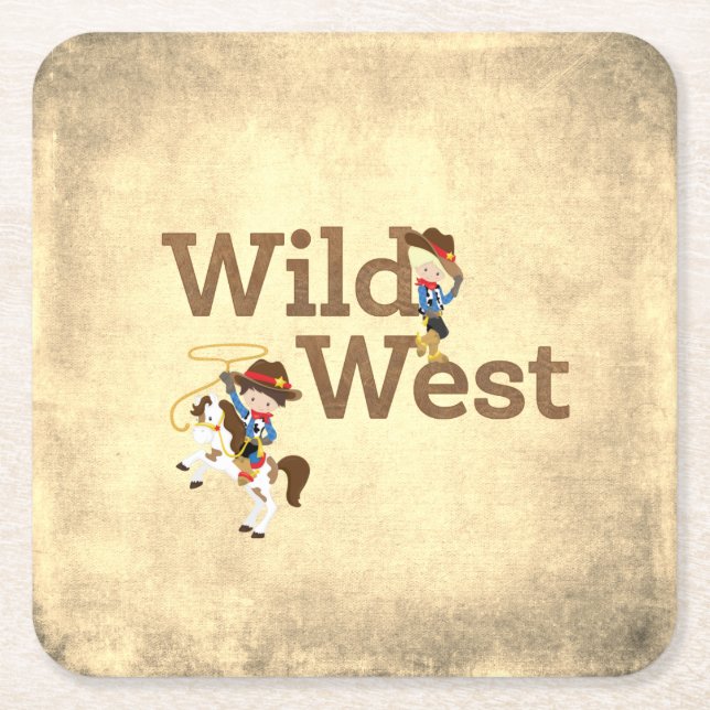 Dessous-de-verre Carré En Papier Wild West Cowboy Cowgirl Western Thème (Devant)
