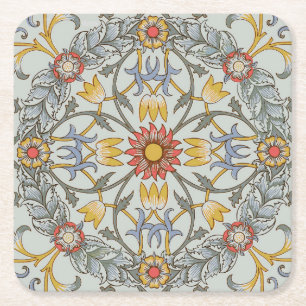 Dessous-de-verre Carré En Papier William Morris Floral Circle Flower Illustration