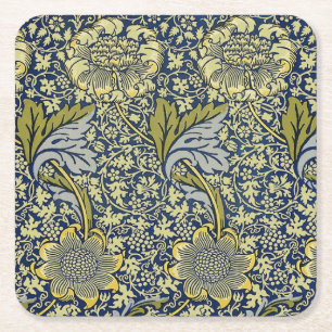 Dessous-de-verre Carré En Papier William Morris Kennet Fond d'écran Floral Bleu
