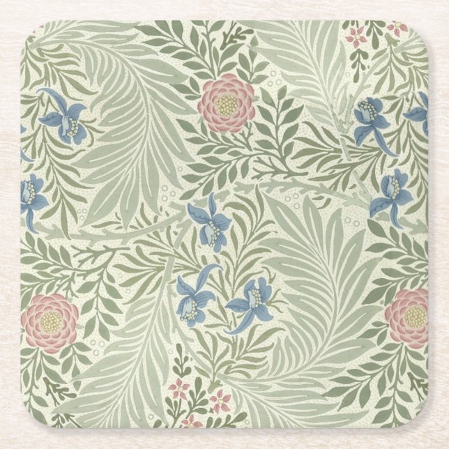 Dessous-de-verre Carré En Papier William Morris Larkspur Fond d'écran floral (Devant)