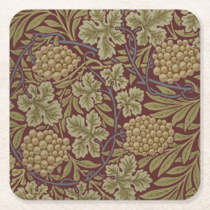 Dessous-de-verre Carré En Papier William Morris Vine Grappe Rouge Vert Art