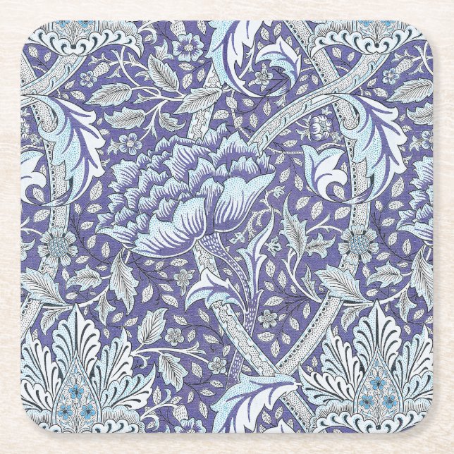 Dessous-de-verre Carré En Papier William Morris Windrush fleurs bleues (Devant)