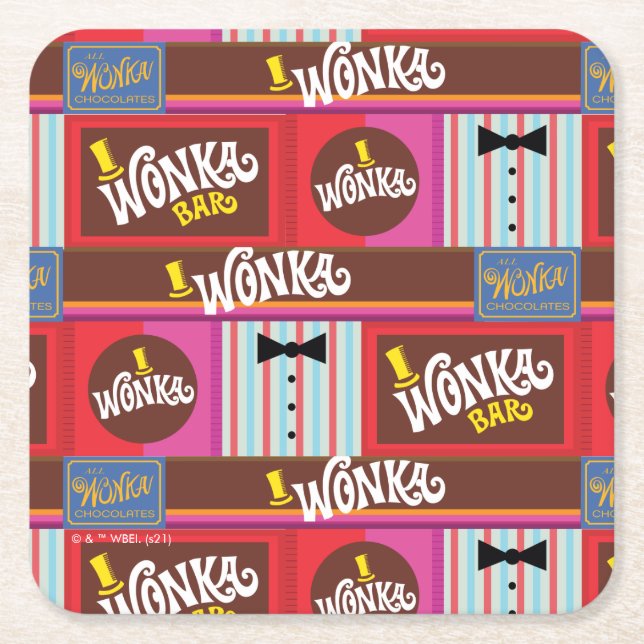 Dessous-de-verre Carré En Papier Willy Wonka Motif (Devant)