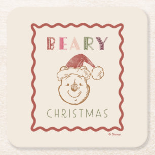 Dessous-de-verre Carré En Papier Winnie l'Ooh   Noël de la bière