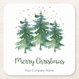 Dessous-de-verre Carré En Papier Winter Forest Merry Christmas Company