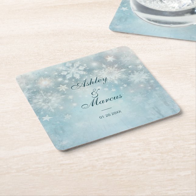 Dessous-de-verre Carré En Papier Winter Wonderland Snowflake (Incliné)