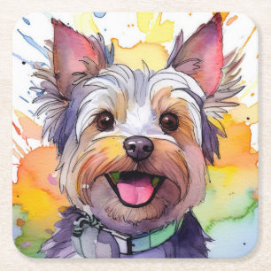 Dessous-de-verre Carré En Papier Yorkshire Terrier Dessous de verre papier chien