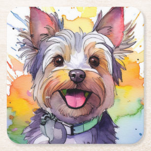 Dessous-de-verre Carré En Papier Yorkshire Terrier Dessous de verre papier chien