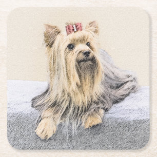 Dessous-de-verre Carré En Papier Yorkshire Terrier Peinture - Cute Original Chien A