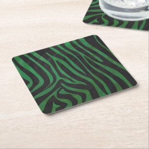 Dessous-de-verre Carré En Papier Zebra Black et Green Print