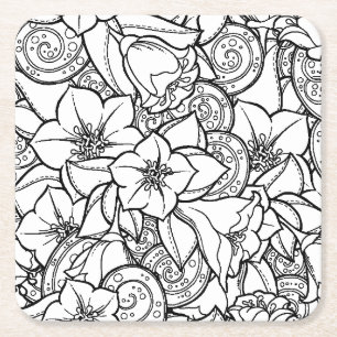 Dessous-de-verre Carré En Papier Zendoodle fleuri