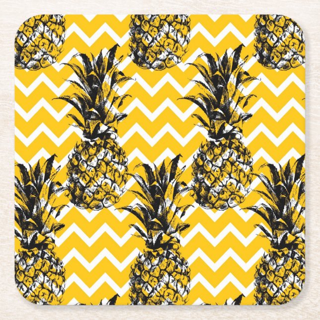 Dessous-de-verre Carré En Papier Zigzags d'ananas (Devant)