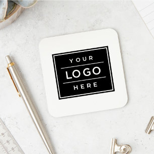 Dessous-de-verre Carré personnalisé Logo de l'entreprise blanche su