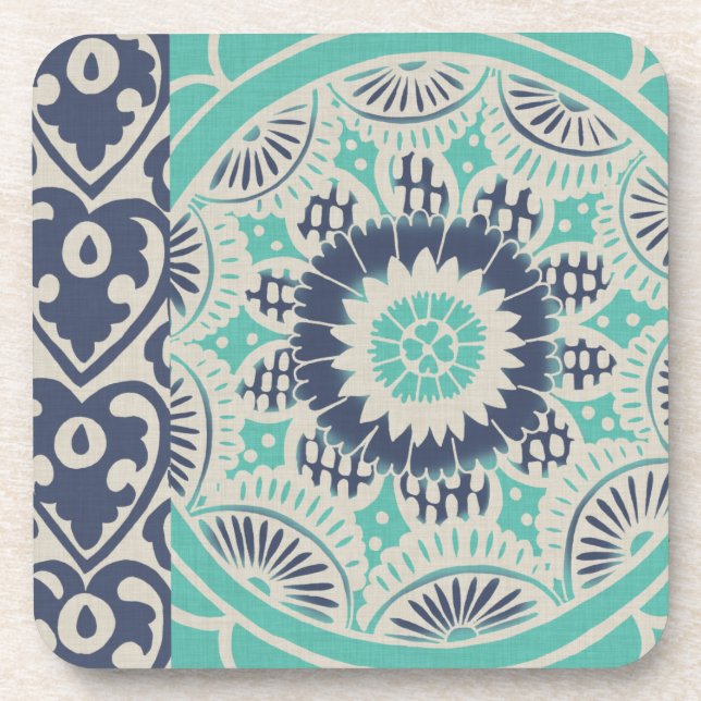 Dessous-de-verre Carreau bleu Batik III (Devant)