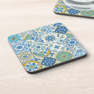 Dessous-de-verre Carreaux d'azulejo en bleu et jaune