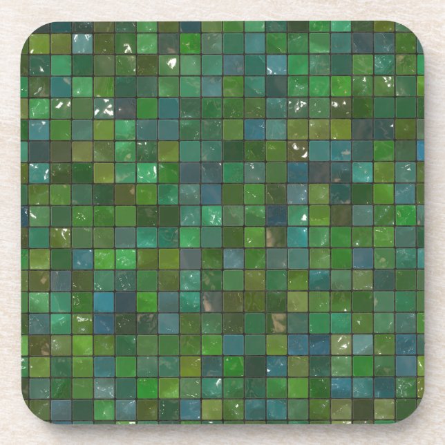 Dessous-de-verre Carreaux de verre émeraude vert brillant Arrière - (Devant)