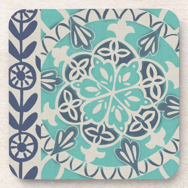 Dessous-de-verre Carrelage Batik Bleu I (Devant)