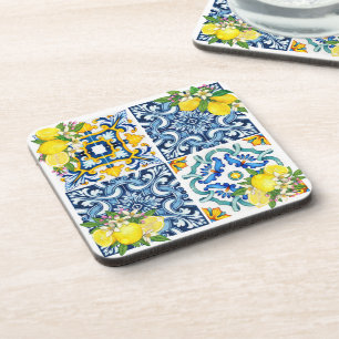 Dessous-de-verre Carrelage méditerranéen clair Sicilien Citrus Lemo