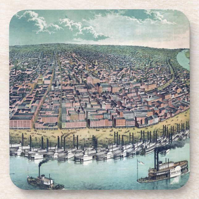 Dessous-de-verre Carte antique Saint Louis Missouri Mississippi (Devant)