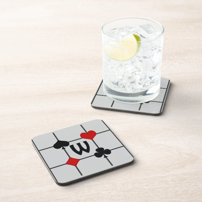 Dessous-de-verre Carte de jeu Art Déco Convient v2 Monogrammé (Côté Droit)
