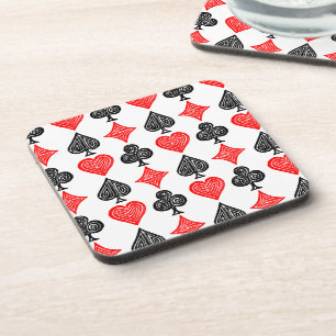 Dessous-de-verre Carte de jeu noir/blanc/rouge Tous les symboles Li