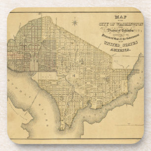 Dessous-de-verre Carte de la ville de DC de Washington (1839)