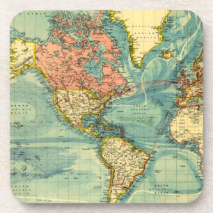 Dessous-de-verre Carte du monde avec cartes des États-Unis Géograph