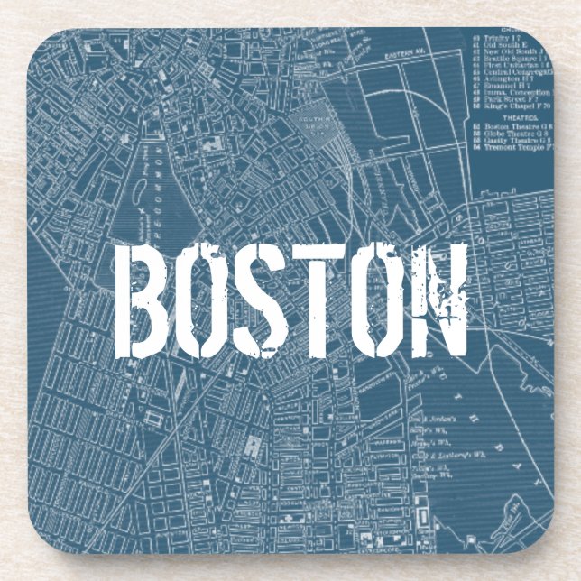 Dessous-de-verre Carte graphique de Boston (Devant)