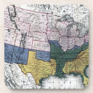 DESSOUS-DE-VERRE CARTE : GUERRE CIVILE, 1864