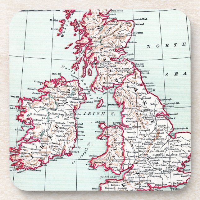 Dessous-de-verre CARTE : ÎLES BRITANNIQUES, c1890 (Devant)