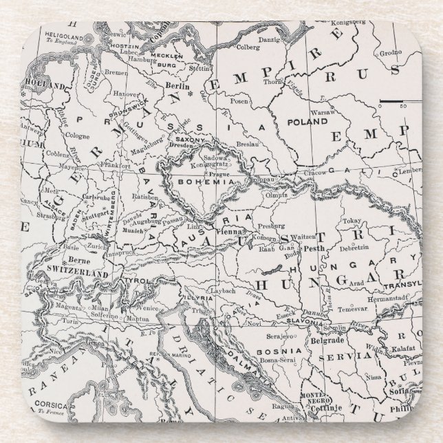 DESSOUS-DE-VERRE CARTE : L'ALLEMAGNE ET L'AUTRICHE (Devant)