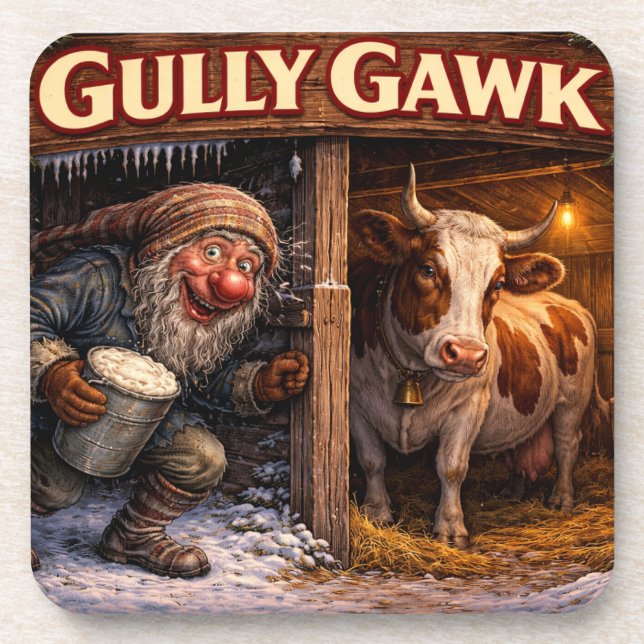 Dessous-de-verre carte postale Gully Gawk lutin de Noël islandais (Devant)