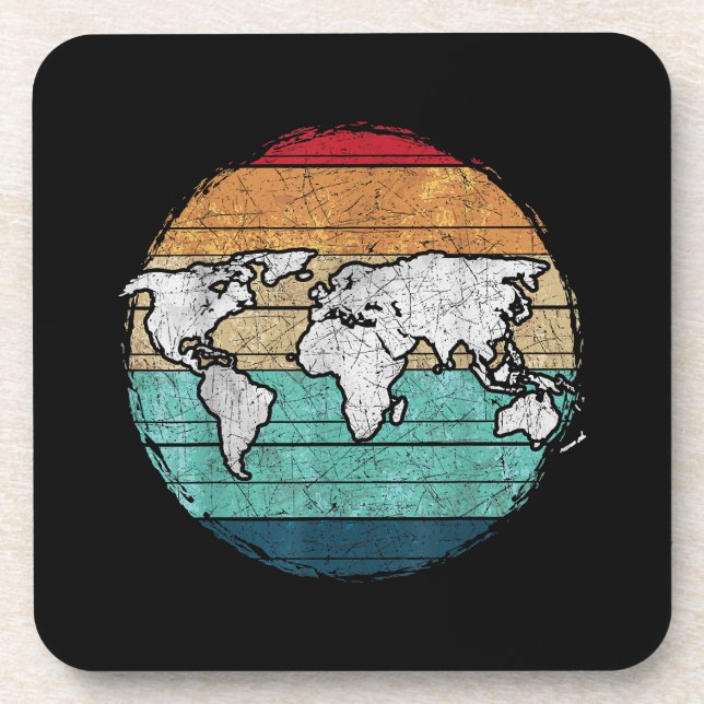 Dessous-de-verre Carte Retro World (Devant)